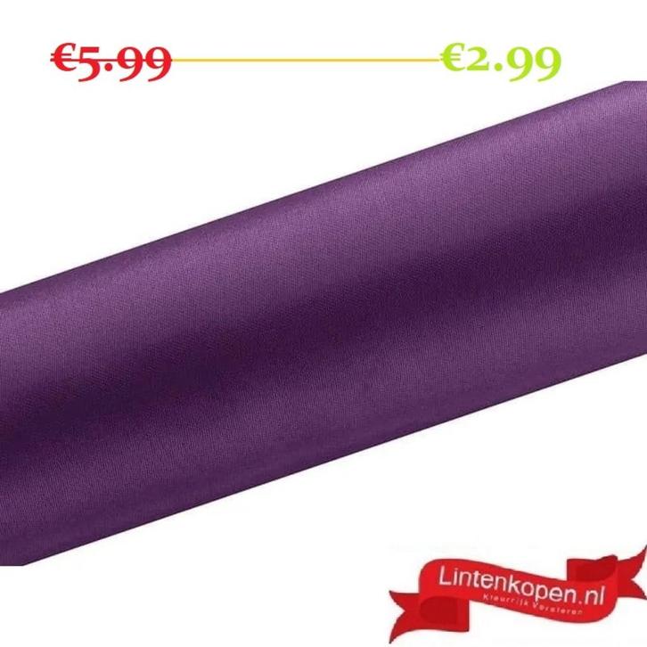 Satijnstof pruim 9 meter x 16 cm, Hobby en Vrije tijd, Knutselen, Nieuw, Materiaal, Ophalen of Verzenden