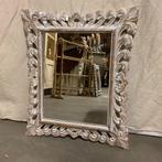Barok spiegel - houten lijst - wit - 60 x 50 cm -TTM Wonen, 50 tot 100 cm, Minder dan 100 cm, Rechthoekig, Ophalen of Verzenden