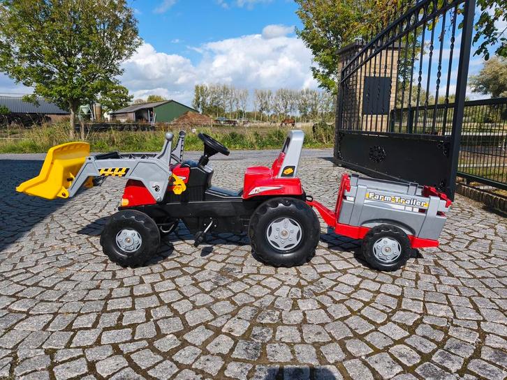 Trapauto Tractor met Aanhanger, Kinderen en Baby's, Speelgoed | Buiten | Voertuigen en Loopfietsen, Zo goed als nieuw, Trapvoertuig