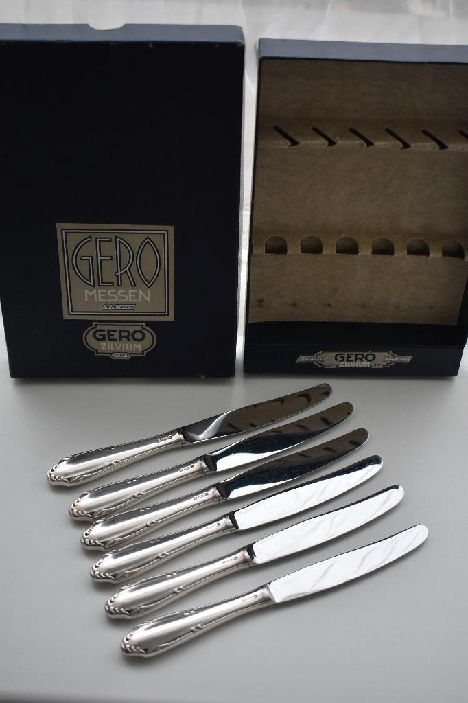 Gero 90 Zilvium 694 Riche messen in cassette en 454 aanvul., Antiek en Kunst, Antiek | Keukenbenodigdheden, Ophalen of Verzenden