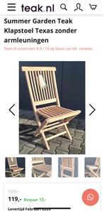 6x Teakhouten Klapstoel Summer Garden - Als Nieuw!, Ophalen of Verzenden, Zo goed als nieuw, Teakhout, Stapelbaar