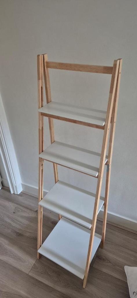 Ladder Foldable Shelf – 4 Tiers, Rubberwood, Huis en Inrichting, Woonaccessoires | Wandplanken en Boekenplanken, Zo goed als nieuw