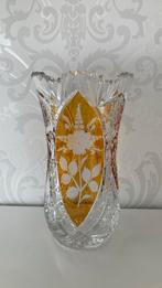 Vintage - vaas kristallen amberkleurige hoge vaas, Ophalen of Verzenden