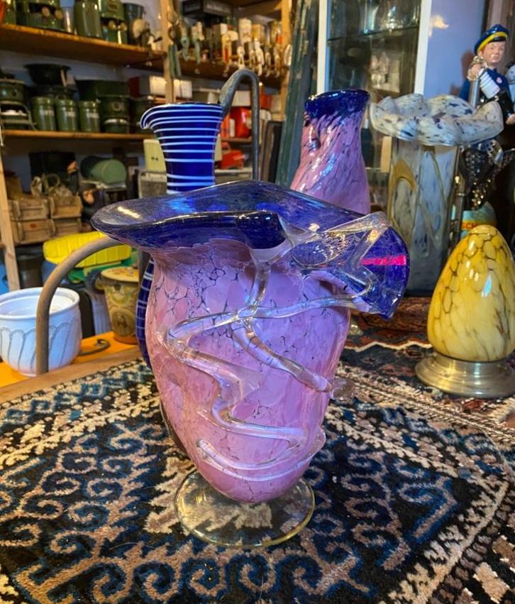 Hand geblazen vintage roze vaas., Antiek en Kunst, Antiek | Vazen, Ophalen of Verzenden