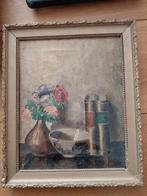 Stilleven met bloemen en objecten Pellen, Antiek en Kunst, Kunst | Schilderijen | Klassiek, Ophalen of Verzenden