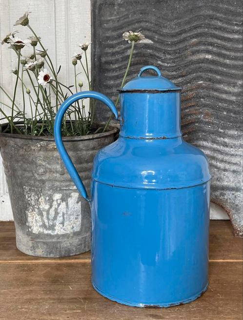 Emaille oude grote melkbus licht blauw, Antiek en Kunst, Antiek | Emaille, Ophalen of Verzenden