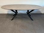 Ovale eettafel beton marmer print HPL 215x110, Huis en Inrichting, 100 tot 150 cm, Ophalen of Verzenden, Zo goed als nieuw, Vijf personen of meer