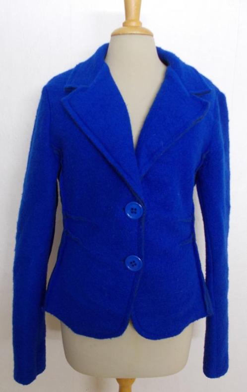 Mooi koningsblauw 70% wollen jasje/vest! L, Kleding | Dames, Jasjes, Kostuums en Pakken, Zo goed als nieuw, Jasje, Maat 42/44 (L)
