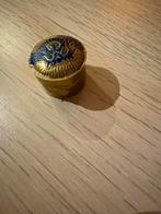 Antiek messing pillendoosje met emaille decoratie, Ophalen