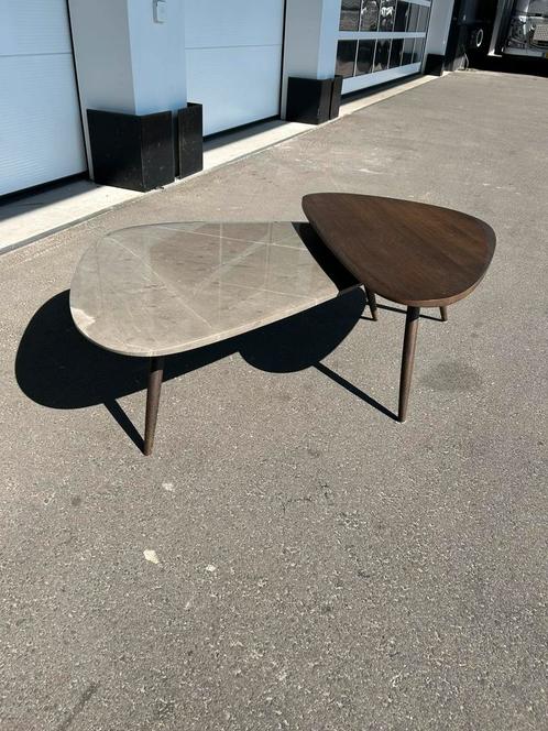 Leolux Iduna Salontafels Marmer en Hout - Beck Design, Huis en Inrichting, Tafels | Salontafels, Gebruikt, Minder dan 50 cm, 50 tot 100 cm