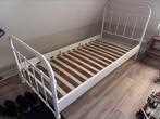 Wit ijzeren spijlenbed incl lattenbodem - 1 persoons, Ophalen, Gebruikt, 90 cm, Eenpersoons