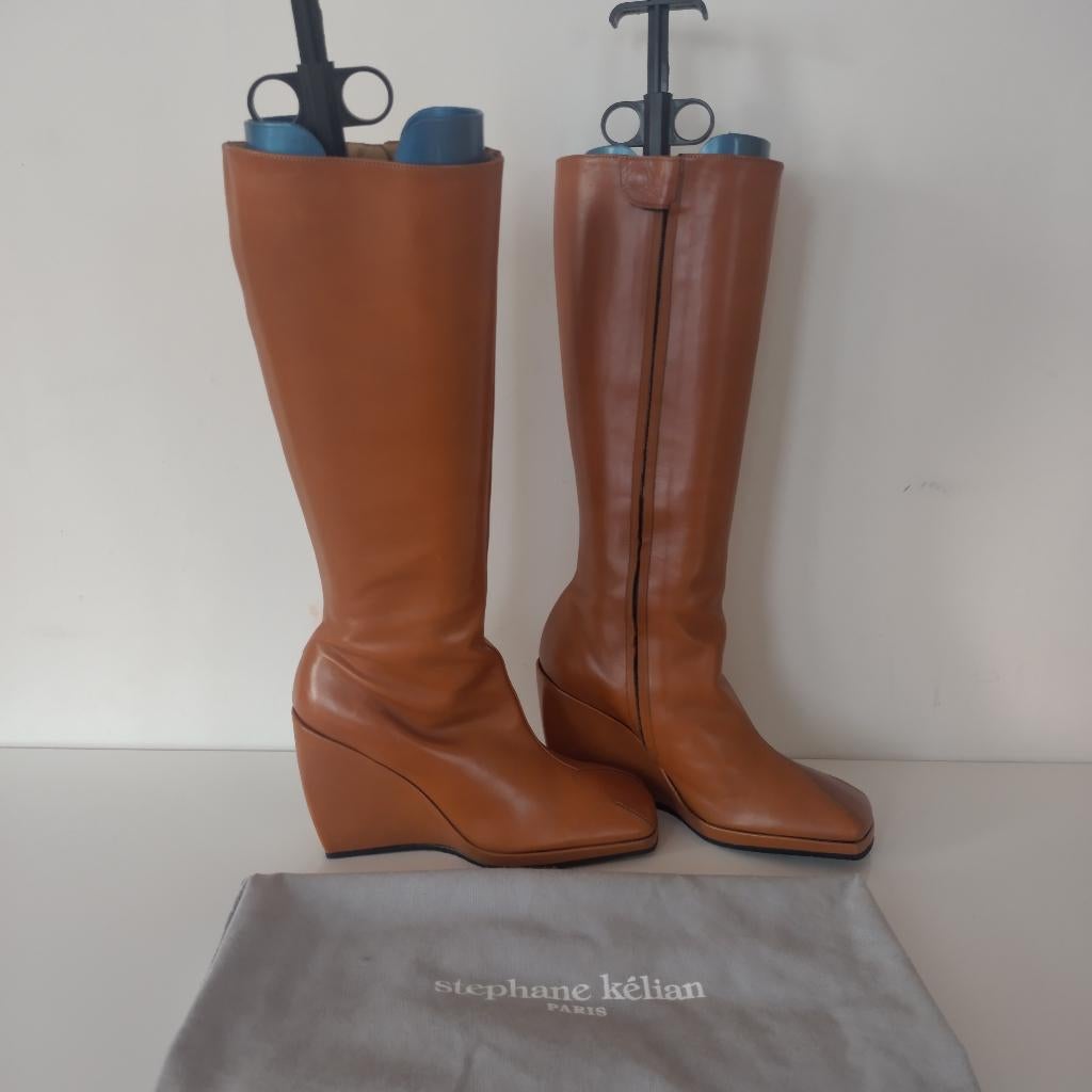 Stephane Kelian - 37,5 - Nieuw - vintage laarzen, Kleding | Dames, Schoenen, Hoge laarzen, Stephane Kelian Paris, Bruin, Verzenden