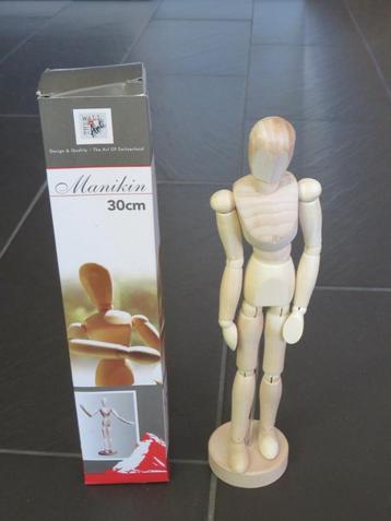  Houten teken pop, model zelf 30cm, Manikin. Als nieuw beschikbaar voor biedingen