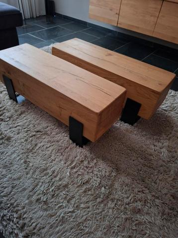 Houten salontafel set - Eikenhout beschikbaar voor biedingen