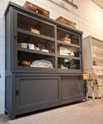 Vintage/Industriële antraciet-grijze schoolkast, buffetkast, 200 cm of meer, Ophalen of Verzenden, 200 cm of meer, 25 tot 50 cm