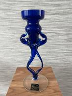 Glazen kaarsenstandaard Krosno, blauw glas, Ophalen of Verzenden