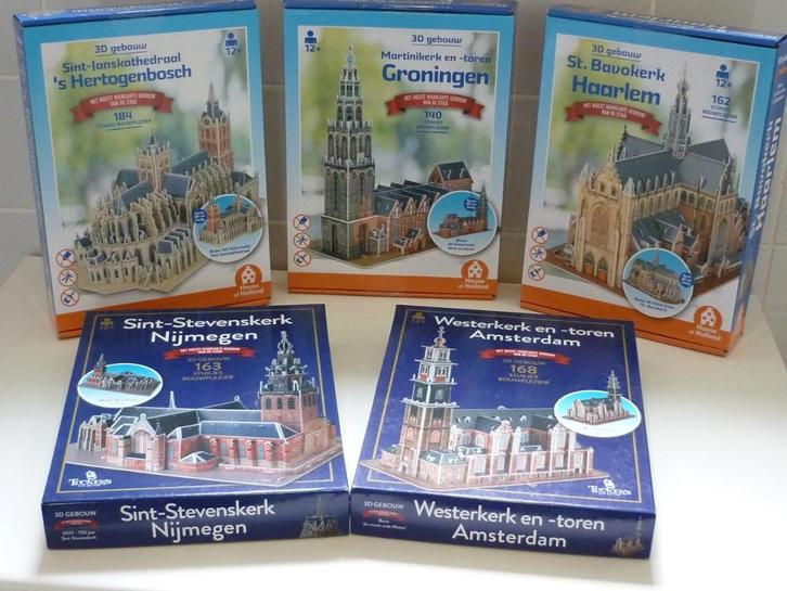 3D Puzzels van 5 Nederlandse kerken, Hobby en Vrije tijd, Denksport en Puzzels, Zo goed als nieuw, Rubik's of 3D-puzzel, Minder dan 500 stukjes