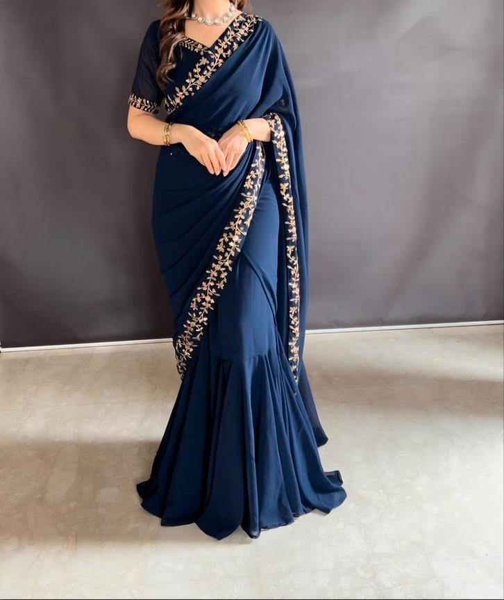 Saree, Kleding | Dames, Gelegenheidskleding, Nieuw, Overige typen, Blauw, Ophalen of Verzenden