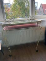 Vintage/ brocante muur dressoir/kaptafel op 2 pootjes, Ophalen, Gebruikt, Metaal of Aluminium, 150 tot 200 cm