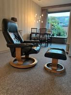 Consul Relaxfauteuil met hocker - Leder Atlantic Bue (2021), Huis en Inrichting, Ophalen, Blauw, Leer, Zo goed als nieuw