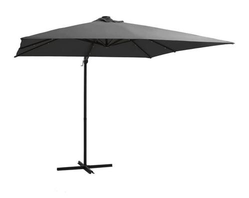 Zweefparasol met LED en stalen paal antracietkleurig, nieuw, Tuin en Terras, Parasols, Zo goed als nieuw, Zweefparasol, Kantelbaar