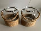 Grote Windlichten 2 stuks, Ophalen, Zo goed als nieuw, Bruin, Minder dan 25 cm