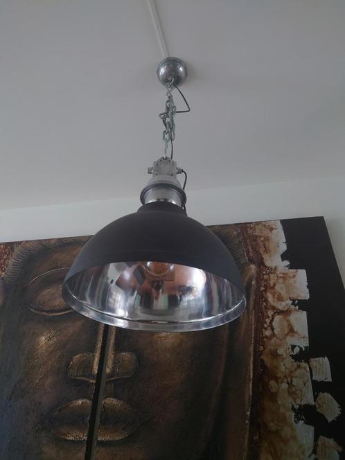 Hanglamp mat zwart industrieel, Huis en Inrichting, Lampen | Hanglampen, Zo goed als nieuw, 75 cm of meer, Metaal, Ophalen