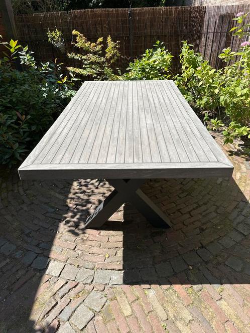 Kunstof Teakhouten Tuintafel - Rechthoekig - 8 Personen, Huis en Inrichting, Tafels | Eettafels, Zo goed als nieuw, 100 tot 150 cm