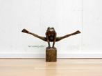 043* Bronzen jump kikker S (Boven €75 geen verzendkosten), Ophalen of Verzenden, Nieuw, Overige materialen, Dierenbeeld