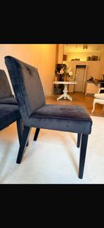 6 zwart fluwelen stoelen , stijl Piet Boon ., Huis en Inrichting, Ophalen, Modern , tijdloos , design, Zwart, Zo goed als nieuw