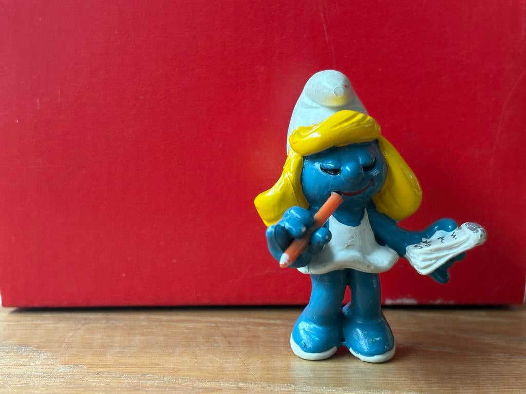 Schleich Smurfin met potlood, Verzamelen, Poppetjes en Figuurtjes, Ophalen, Gebruikt