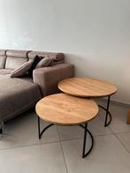 Goosens Ronde Eiken Salontafels - Set van 2, Huis en Inrichting, Tafels | Bijzettafels, Ophalen, Minder dan 45 cm, Minder dan 55 cm