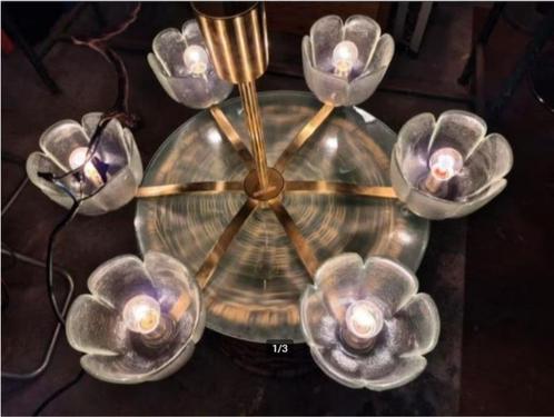 vintage Kalmar Murano kroonluchter mid-century, Huis en Inrichting, Lampen | Kroonluchters, Zo goed als nieuw, Glas, Metaal, Ophalen