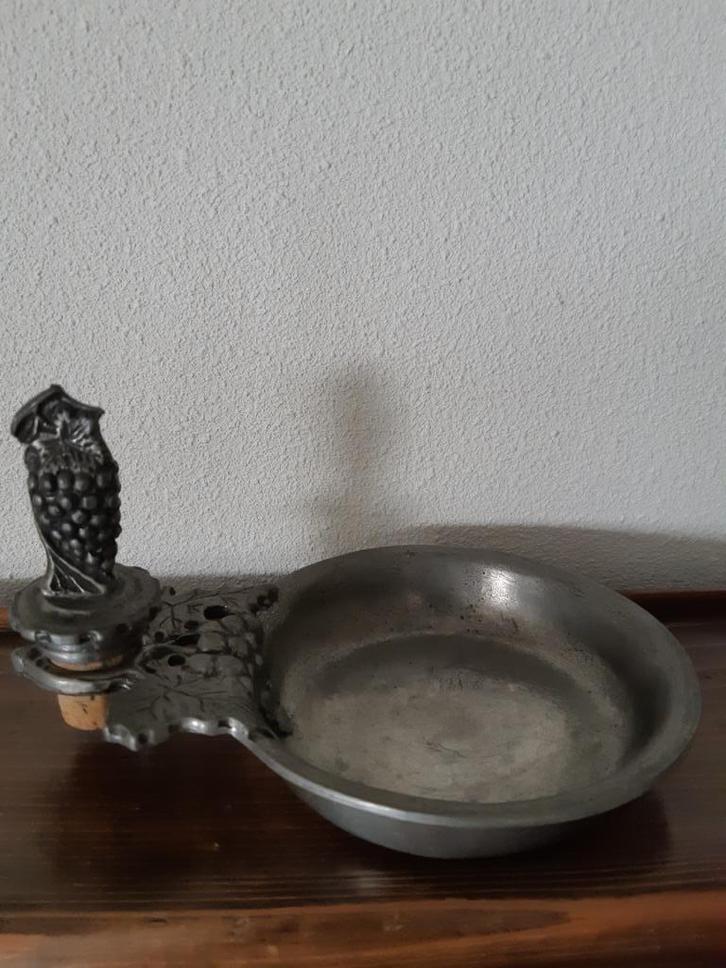 Zeer fraaie tinnen flesonderzetter met afsluitkurk, Antiek en Kunst, Antiek | Tin, Ophalen