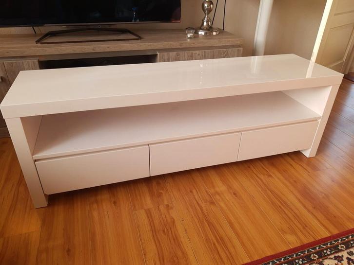 Witte TV meubel met 3 lades, Huis en Inrichting, Kasten | Televisiemeubels, Gebruikt, Minder dan 100 cm, 100 tot 150 cm, 25 tot 50 cm