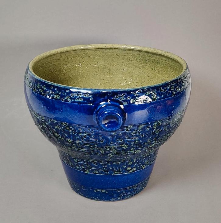 Mid Century bloempot, fruitschaal, kom. Pruisisch blauw, Antiek en Kunst, Kunst | Designobjecten, Ophalen of Verzenden