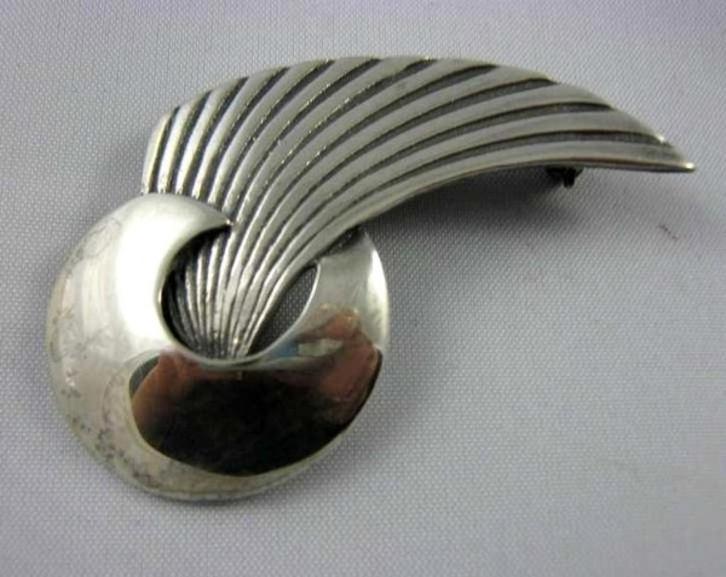 Ari D.Norman. Space age zilveren broche, uitgebreid gemerkt, Sieraden, Tassen en Uiterlijk, Broches, Zo goed als nieuw, Zilver