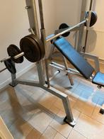 Smith machine met bankje en 130 kg aan gewichten, Ophalen of Verzenden, Zo goed als nieuw