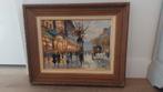 Schilderij van een straatscène in Parijs van Walter Sita, Antiek en Kunst, Kunst | Schilderijen | Klassiek, Ophalen of Verzenden