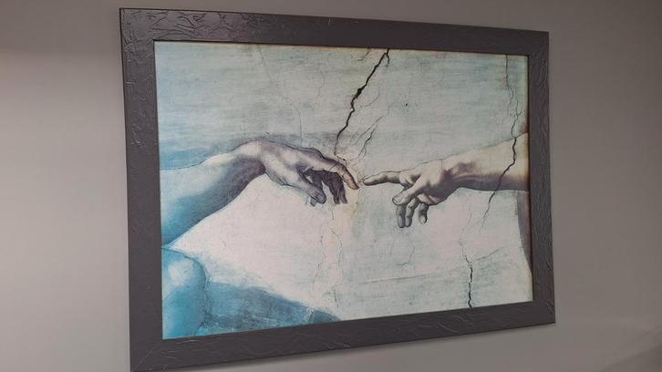 Verlaagd in prijs: Schilderij; schepping van Adam, Huis en Inrichting, Woonaccessoires | Schilderijen, Tekeningen en Foto's, Zo goed als nieuw