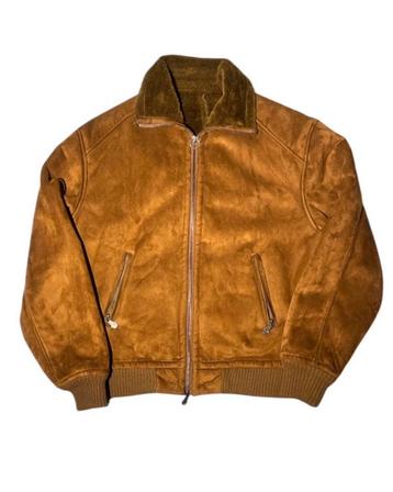 XXL - R.E.A. Bruin/Beige Suede Bomber Jas - Vintage beschikbaar voor biedingen