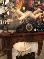 Antiek brocante bloempot hanger  waxinelichthouder met engel, Verzenden, Gebruikt, Fantasy