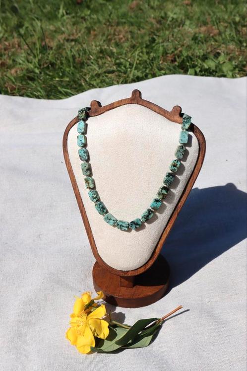 Ketting van Afrikaanse turkoois & zilver, Sieraden, Tassen en Uiterlijk, Kettingen, Nieuw, Zilver, Blauw, Ophalen of Verzenden