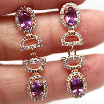 oorbellen 925 zilver verguld met Amethisten aanbieding beschikbaar voor biedingen