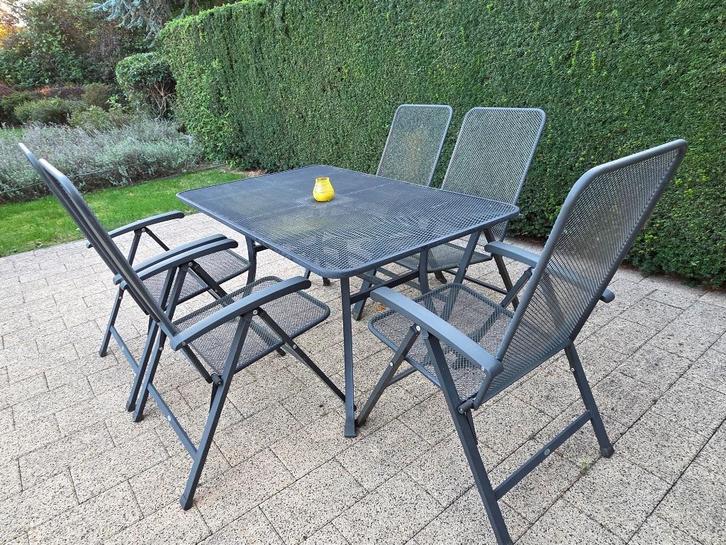 MWH / Kettler tuinset strekmetaal, Tuin en Terras, Tuinsets en Loungesets, Gebruikt, Tuinset, Overige materialen, 5 zitplaatsen