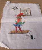Geborduurd kerstmotief op Aida stof met kinderen + kerstboom, Ophalen of Verzenden, Nieuw, Patroon