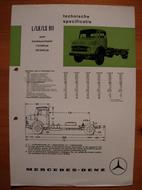 Mercedes 911 L/LK/LS Torpedo 1974 Technische Specificatie, Boeken, Auto's | Folders en Tijdschriften, Zo goed als nieuw, Mercedes