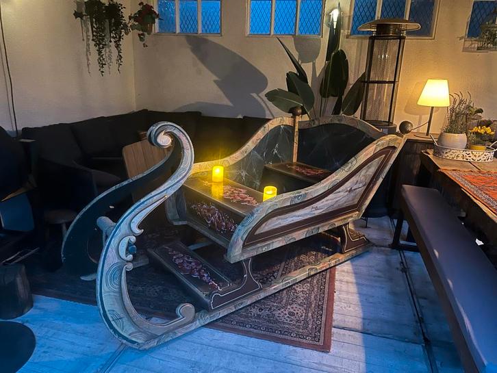 Arreslee hout - Handbeschilderd, Diversen, Kerst, Zo goed als nieuw, Ophalen