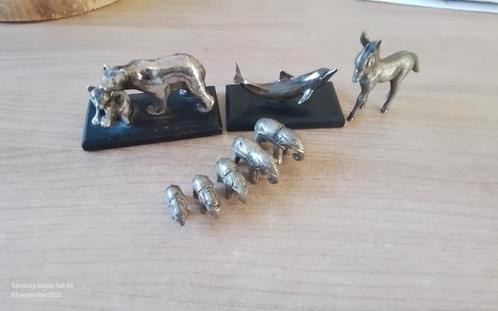 Zilverkleurige dierenbeeldjes WWF en meer, Verzamelen, Beelden en Beeldjes, Gebruikt, Dier, Ophalen of Verzenden