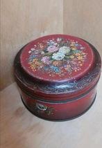 Vintage handbeschilderd blik met bloemendecor, Ophalen of Verzenden, Gebruikt, Overige, Overige merken
